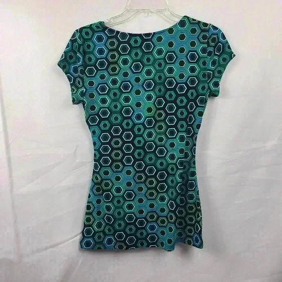 Apt 9 Hex Pattern Tourquoise Blouse Women's Size Small - Picture 3 of 3